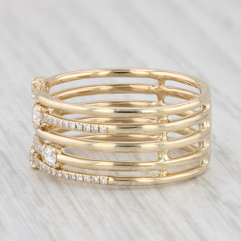Light Gray 0.28ctw Diamond Orbit Ring 14k Yellow Gold Size 7 Multi-Band