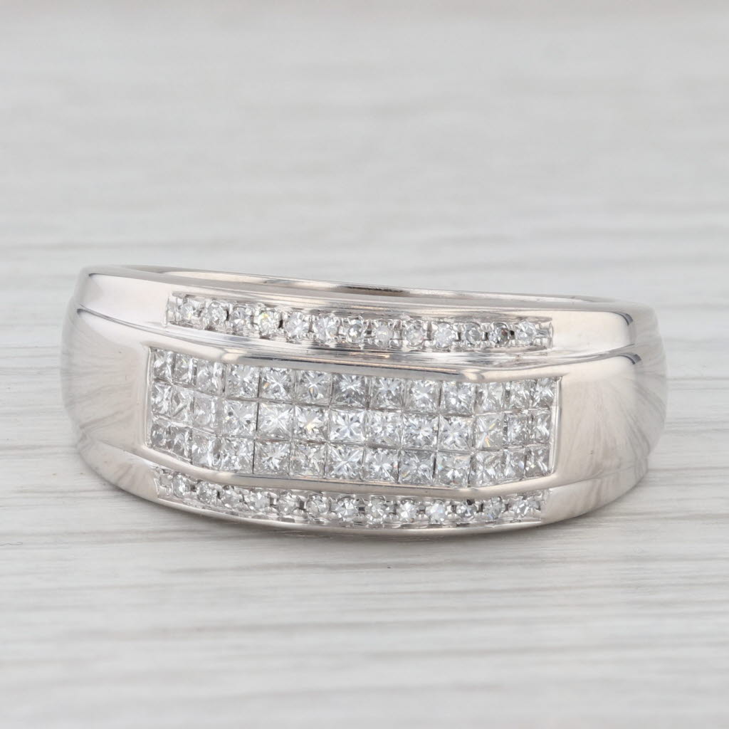 Light Gray 1.24ctw Men's Diamond Band 14k White Gold Size 12.25