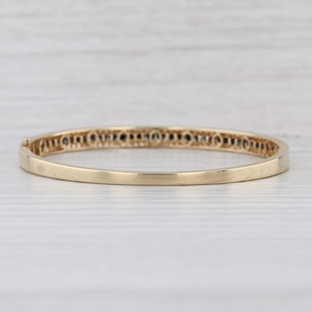 Effy 1.53ctw Black White Diamond Bangle Bracelet 14k Yellow Gold 7"