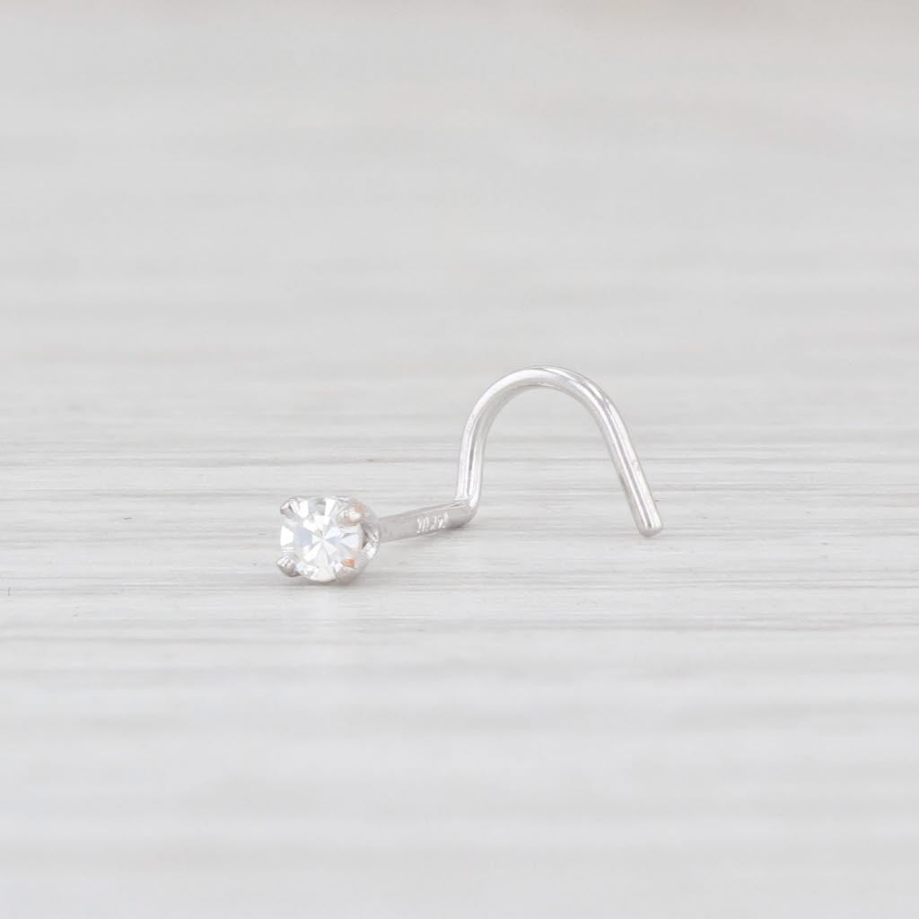 Light Gray New Diamond Nose Stud Ring 14k White Gold Round Solitaire Body Piercing Curved