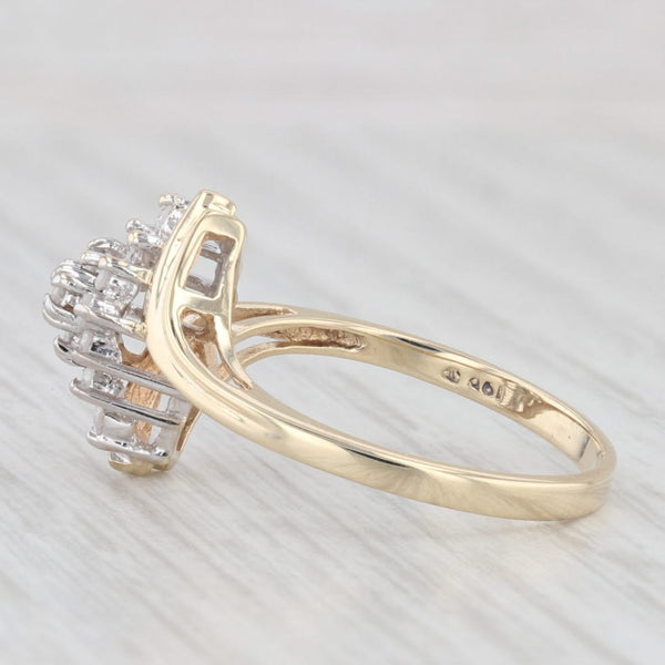 Diamond Cluster Bypass Ring 10k Yellow Gold Size 6.5