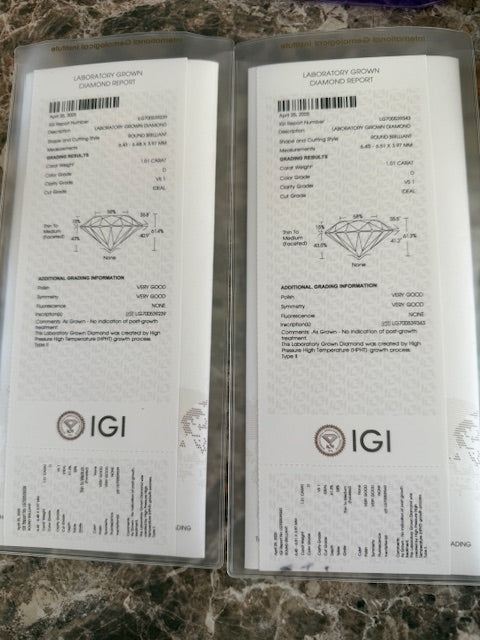 New 2.02ctw Round Lab Grown Diamond Solitaire Stud Earrings 14k Gold Studs IGI