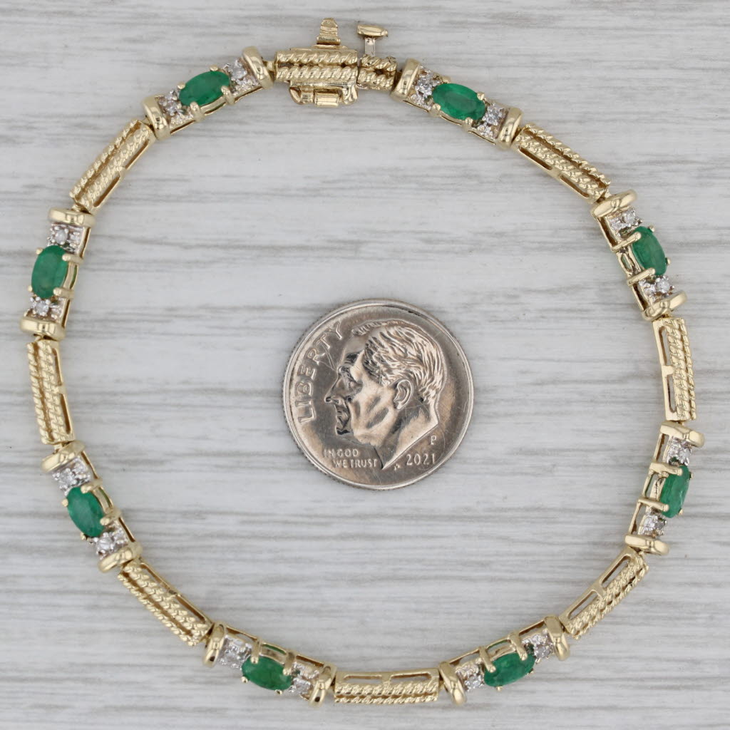 Gray 2ctw Emerald Diamond Bar Link Tennis Bracelet 10k Yellow Gold 7" 4.1mm