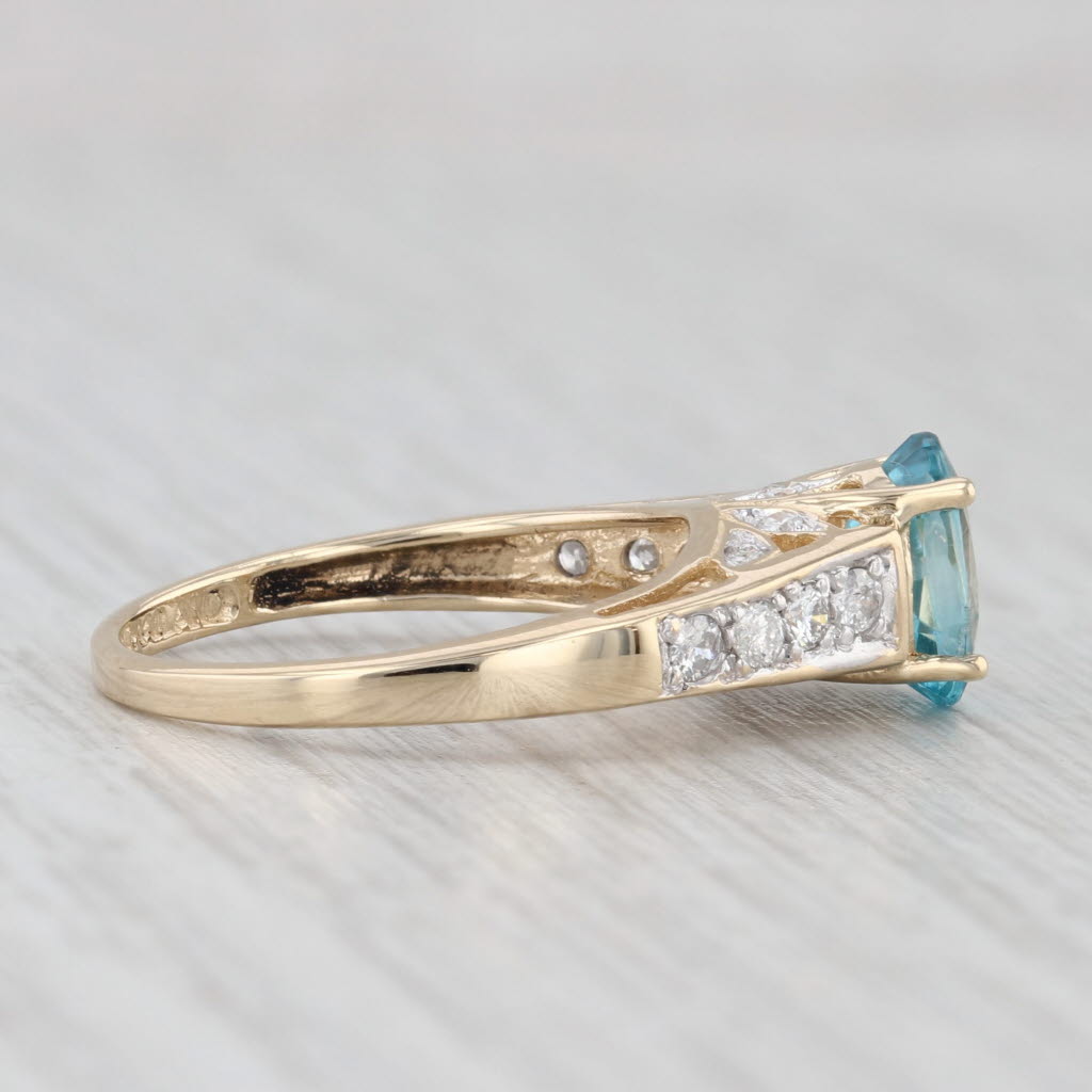 2.10ctw Blue Zircon Diamond Ring 14k Yellow Gold Size 6 Engagement