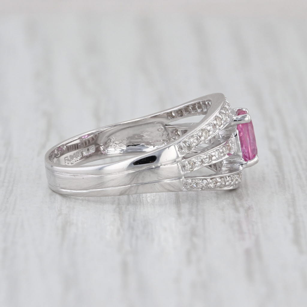 0.93ctw Pink Sapphire Diamond Ring 14k White Gold Size 7.25 Multiband Style