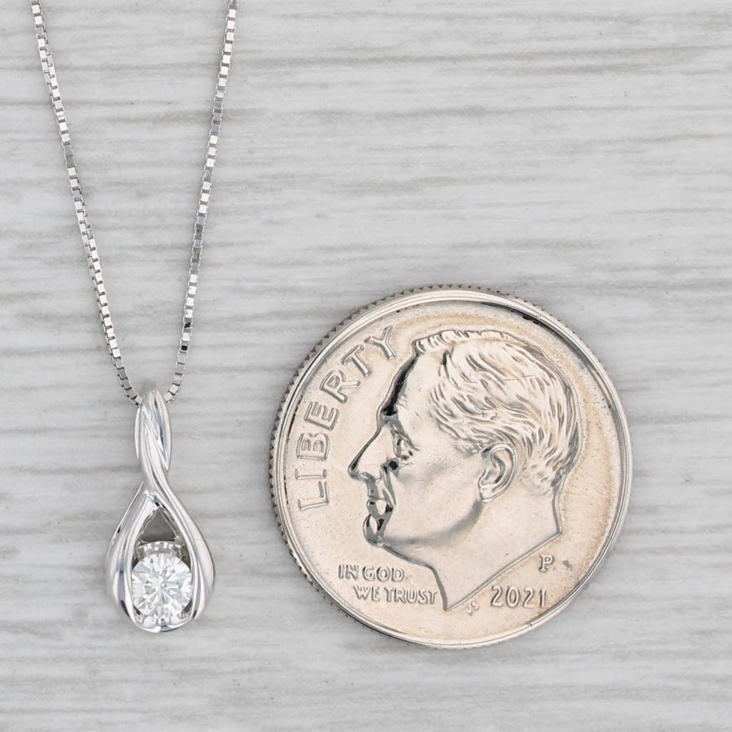Gray 0.12ct Round Diamond Solitaire Pendant Necklace 14k White Gold 18" Box Chain