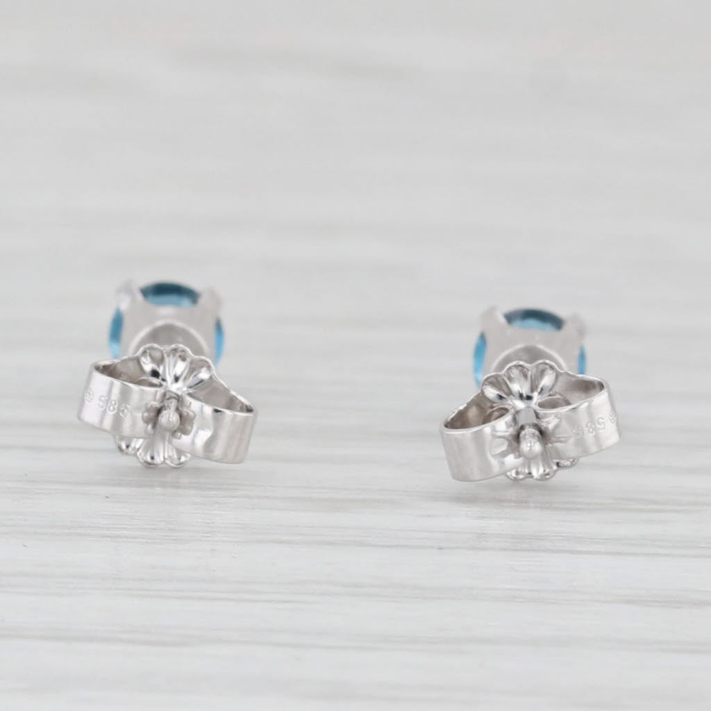 Light Gray 0.66ctw Round London Blue Solitaire Stud Earrings 14k White Gold