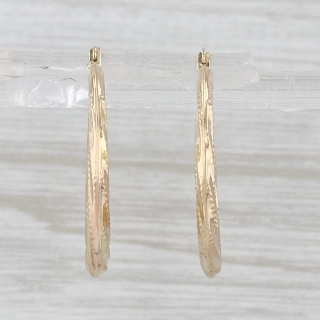 Round Twist Hoop Earrings 14k Yellow Gold Pierced Snap Top Hoops