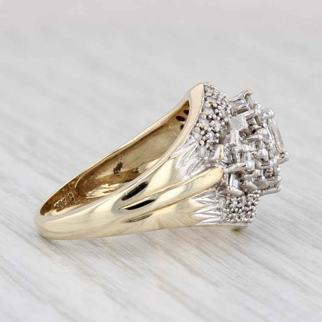 Light Gray 0.87ctw Diamond Cluster Ring 10k Yellow Gold Size 7.25
