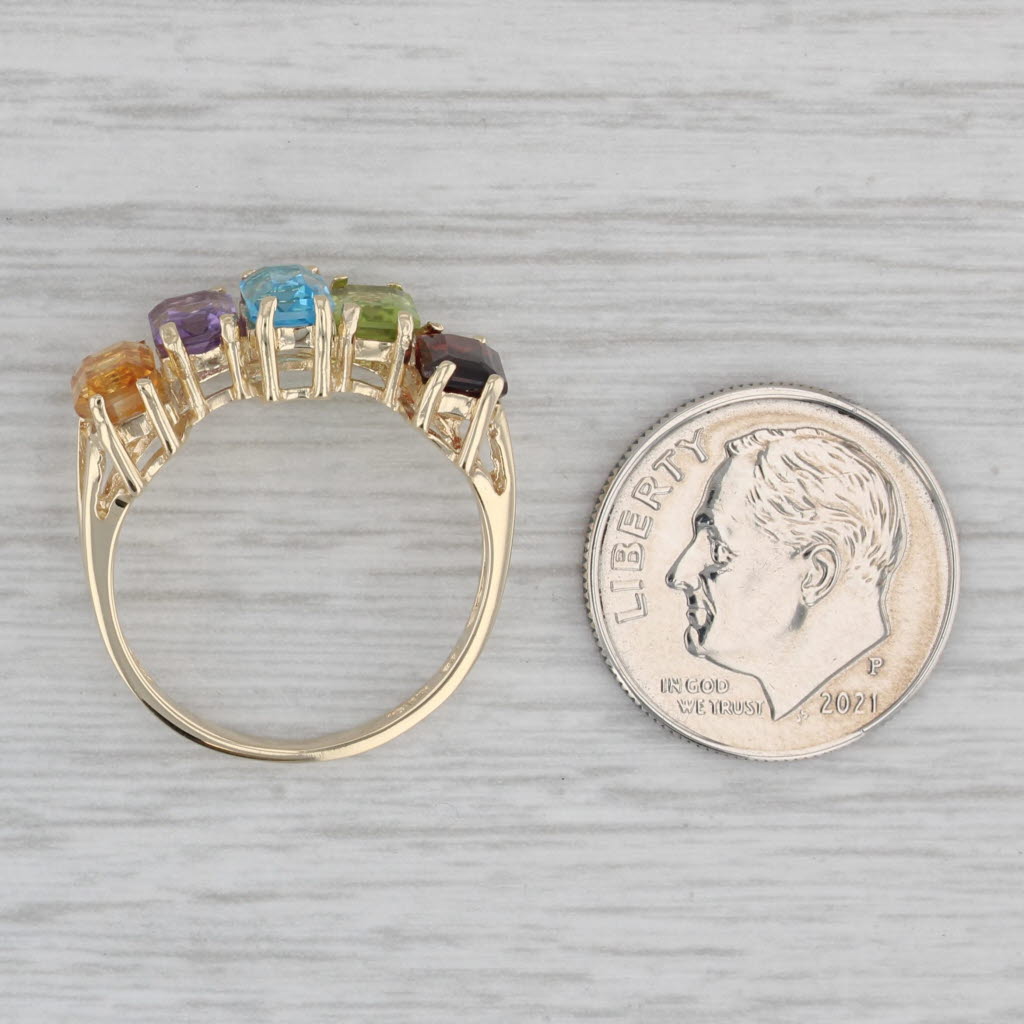 Gray 3.22ctw Gemstone Ring 10k Gold Size 7.25 Garnet Peridot Topaz Citrine Amethyst