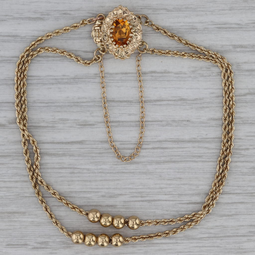Dark Gray 1.10ctw Citrine Slide Charm Bracelet Bead Slides 14k Gold 7.25" Richard Klein