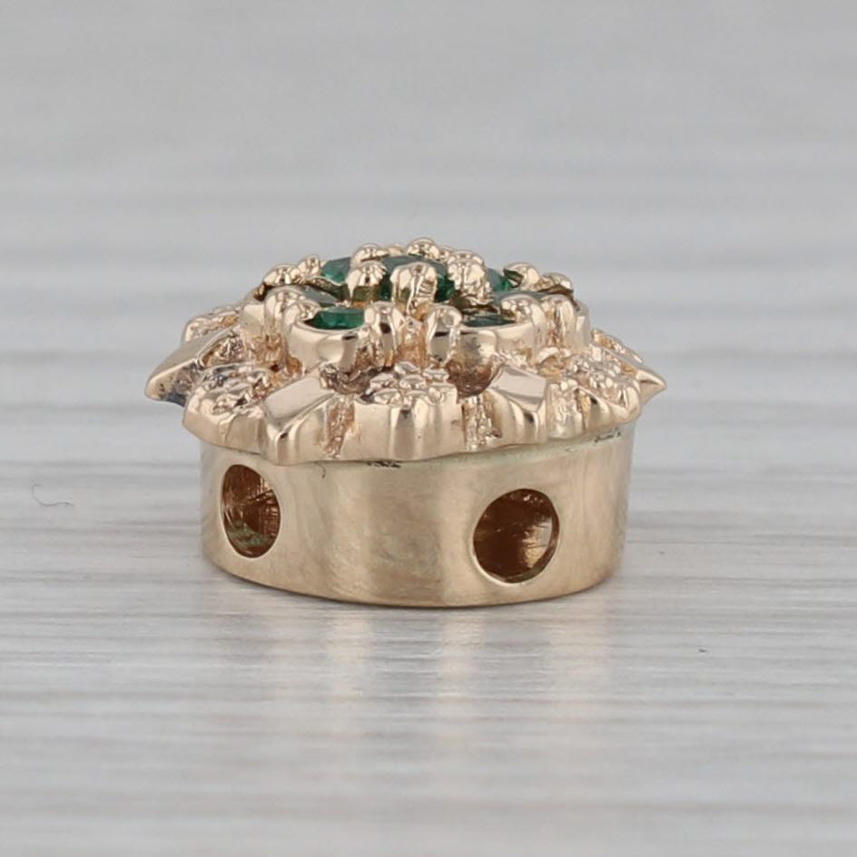 Gray 0.25ctw Emerald Cluster Flower Slide Bracelet Charm 14k Yellow Gold Vintage RVS