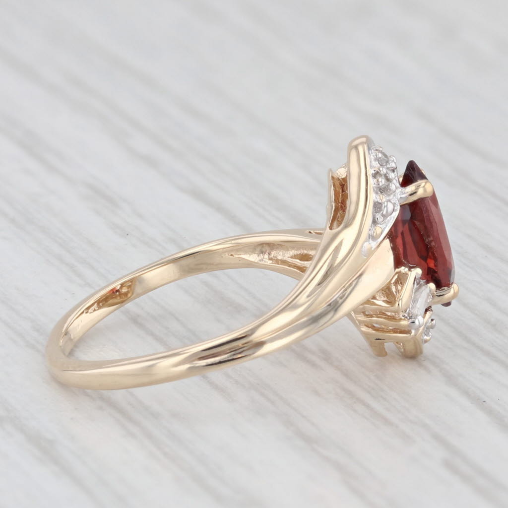 Light Gray 0.76ctw Garnet Marquise Diamond 10k Yellow Gold Size 4.25 Ring