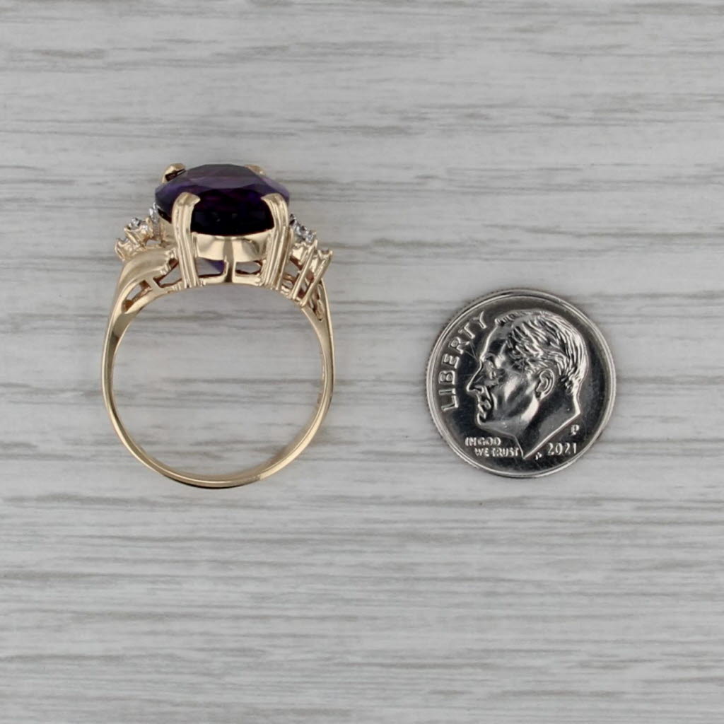 10.22ctw Oval Amethyst Diamond Ring 10k Yellow Gold Size 10