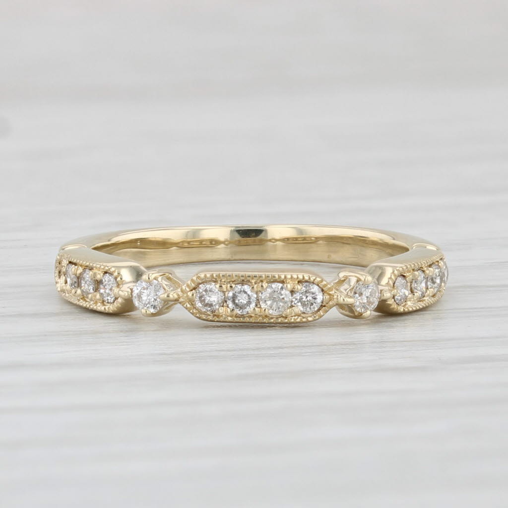 Light Gray 0.18ctw Diamond Wedding Band 10k Yellow Gold Size 5 Stackable Ring