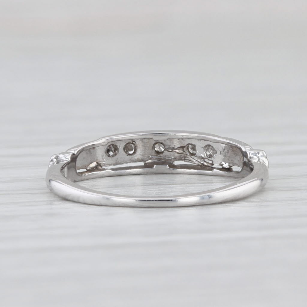 Vintage Diamond Wedding Band 14k White Gold Size 5.75 Stackable Ring