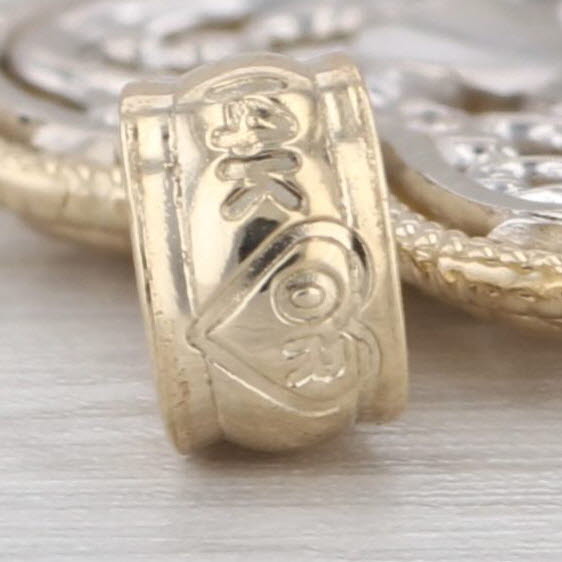 Reversible Heart Pendant 14k Yellow White Gold Ornate Filigree Open Work