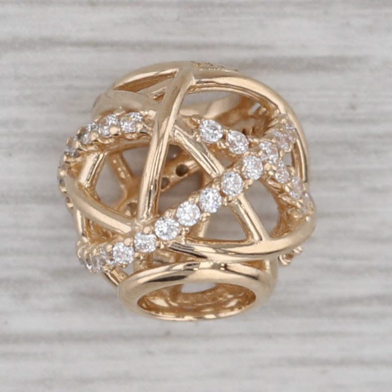 Authentic Pandora Openwork Abstract Orbit Charm 14k Gold 750827CZ Cubic Zirconia