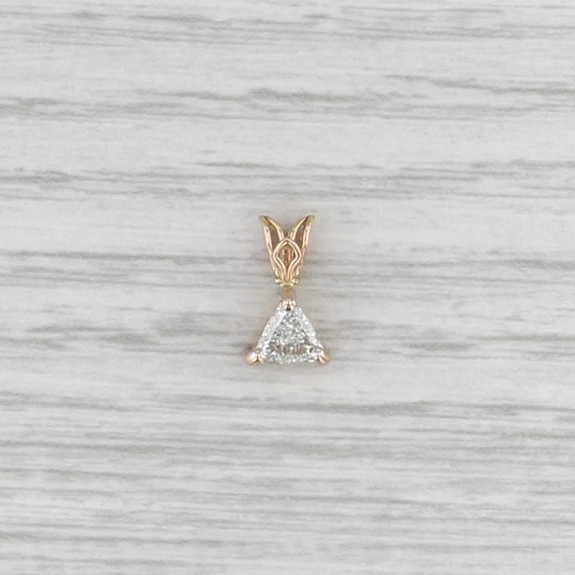 0.50ct Trillion Solitaire Pendant 14k Yellow Gold Small Drop