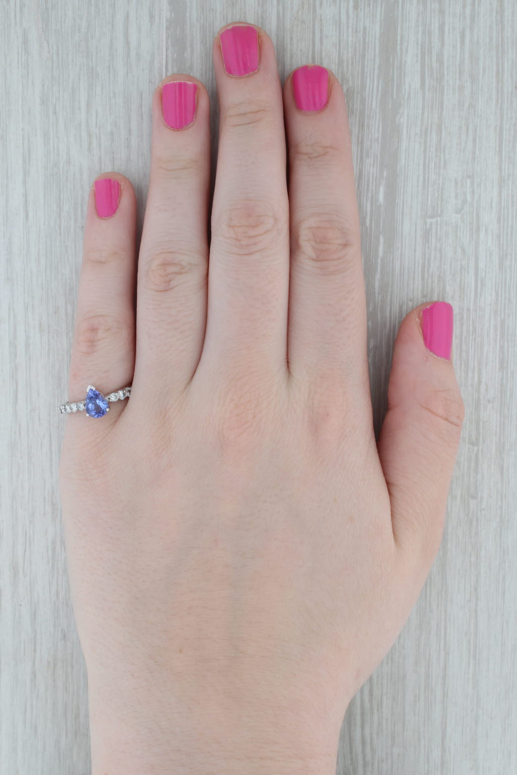 Gray 1.42ctw Pear Tanzanite Diamond Ring 14k White Gold Size 7 Teardrop Engagement