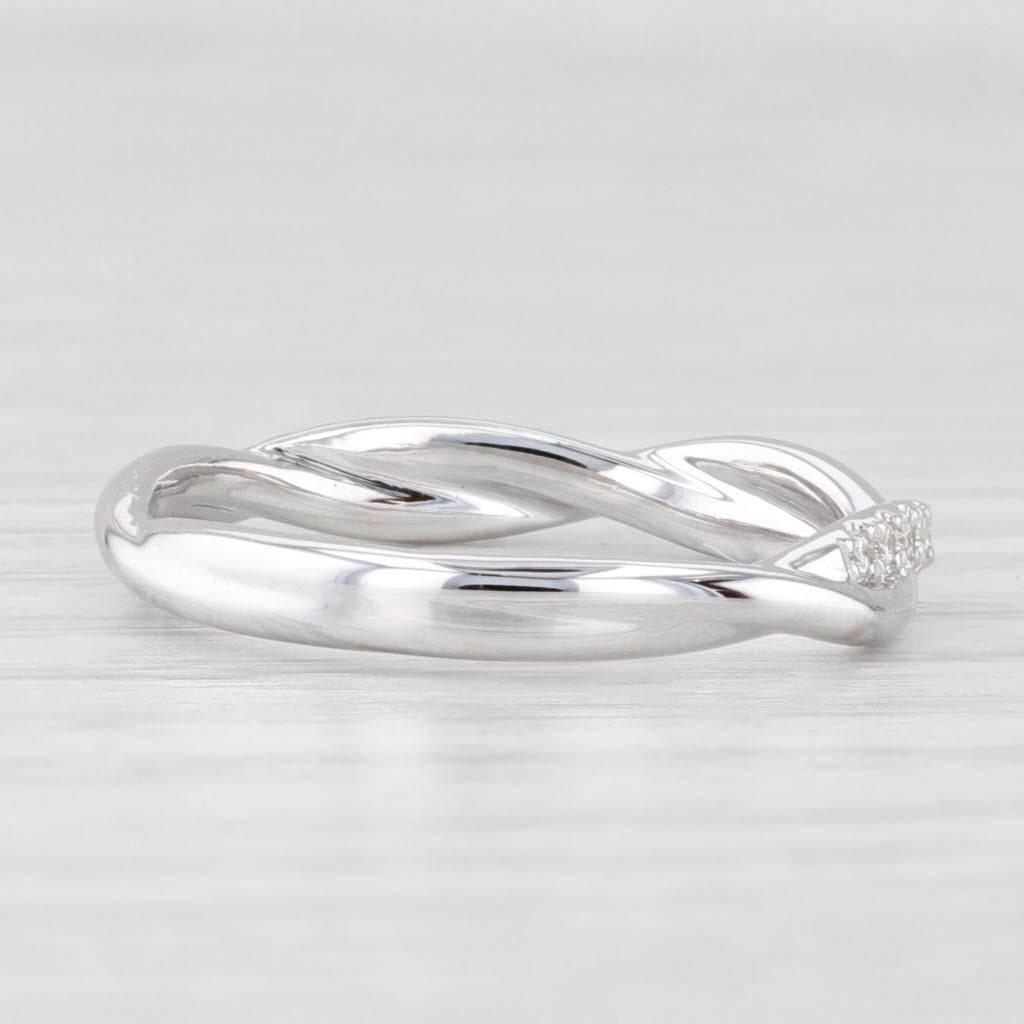 Light Gray New 0.17ctw Diamond Wedding Band 14k White Gold Stackable Anniversary Ring 6.5