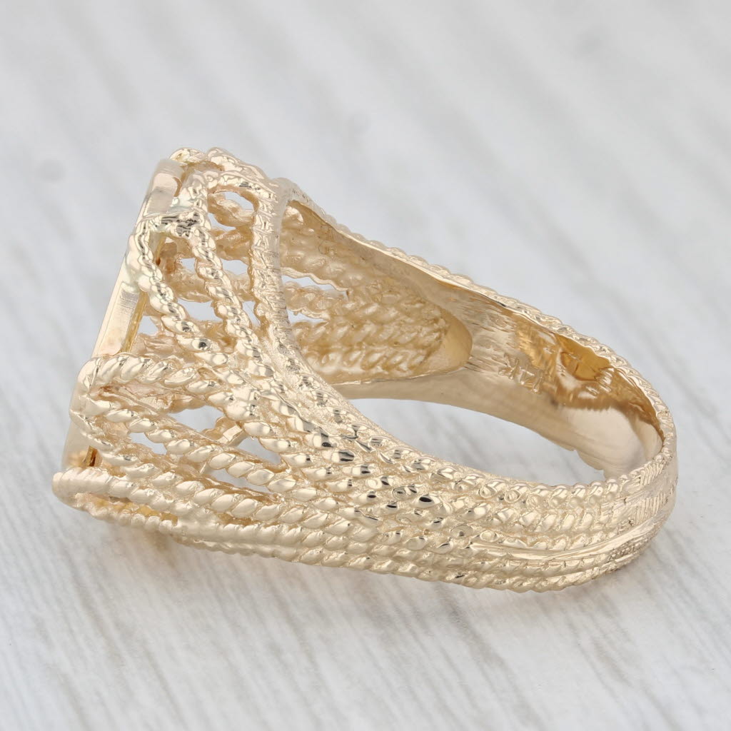 Light Gray Isle of Man 1/25th Gold Crown 1990 Coin Ring 14k 9999 Yellow Gold Size 9