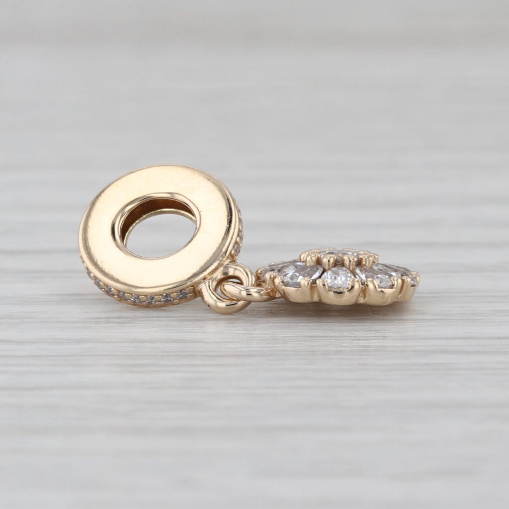Authentic Pandora Embelished Floral Dangle 751002CZ 14k Gold Clear CZ Drop