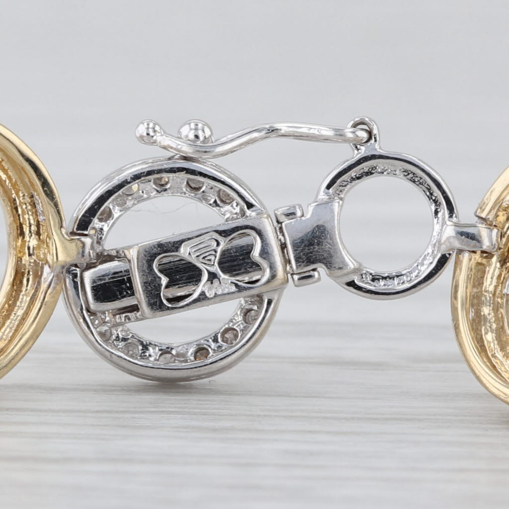 1.03ctw Diamond Circles Bracelet 14k White Yellow Gold 7"