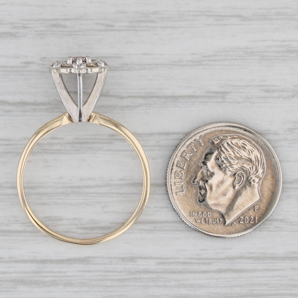 Gray 0.45ctw Diamond Cluster Engagement Ring 10k White Yellow Gold Size 8 Vintage