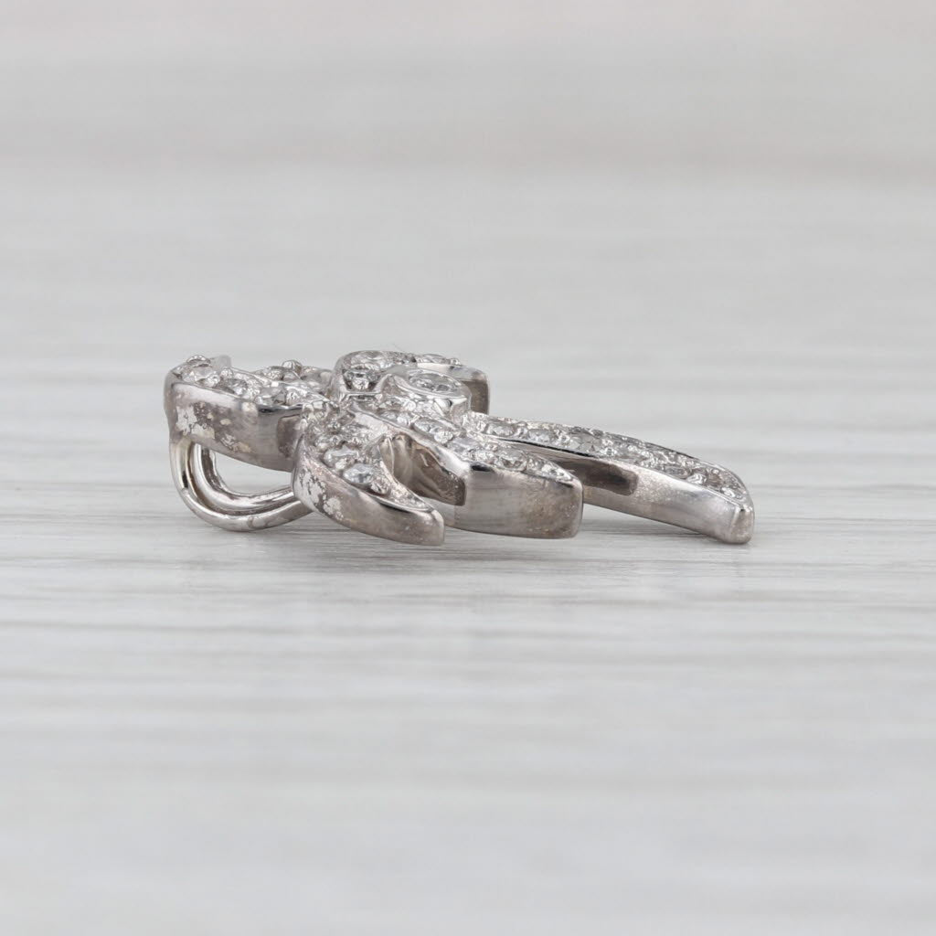 0.23ctw Diamond Palm Tree Pendant 14k White Gold Floating Drop