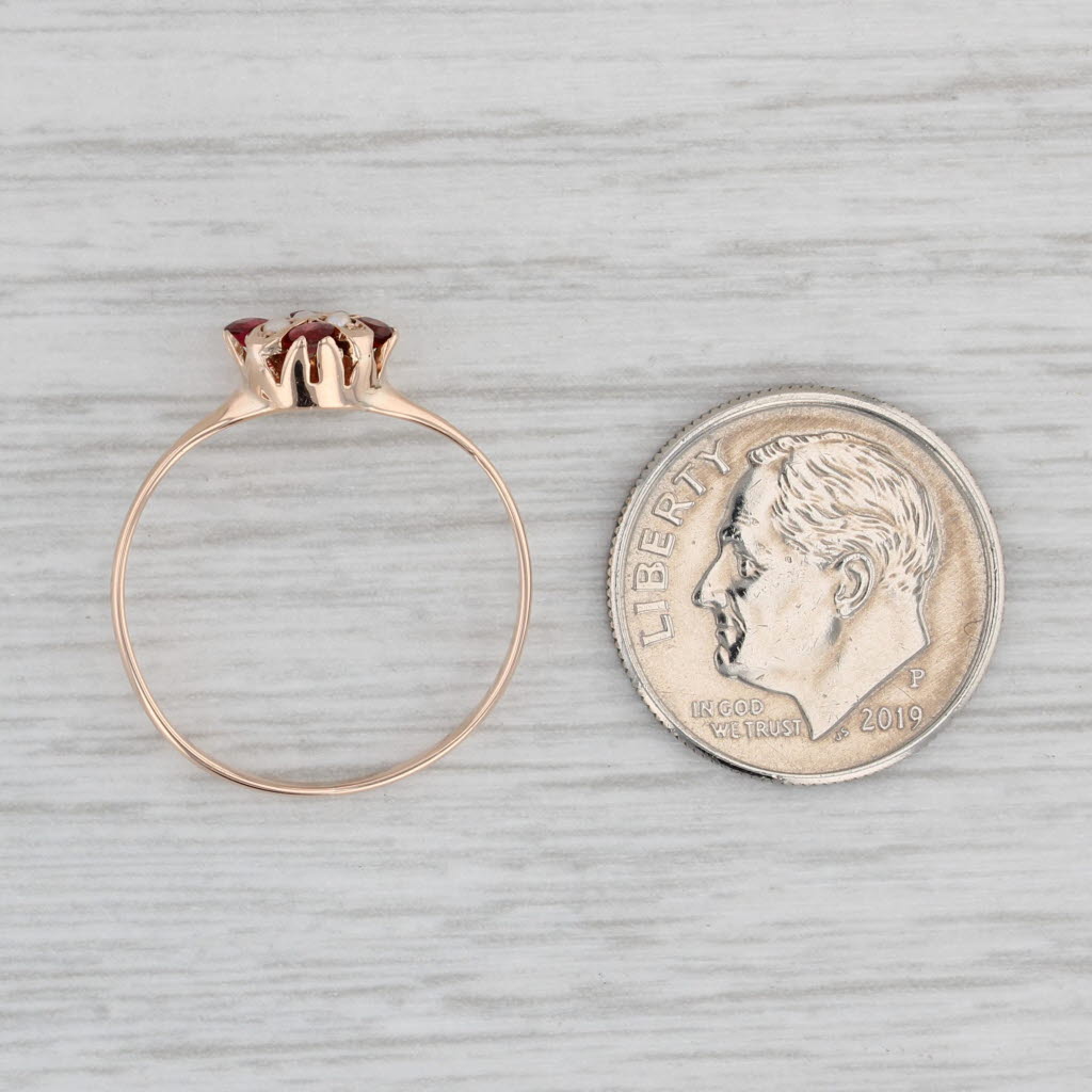 Gray Victorian Garnet Imitation Pearl Ring 10k Yellow Gold Size 7 Antique