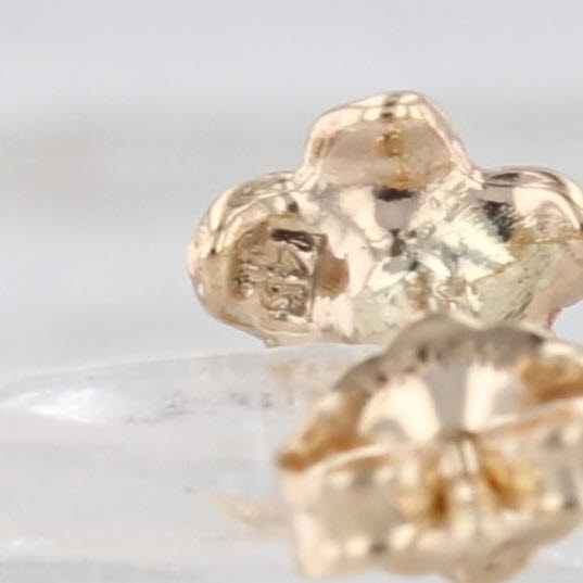 Light Gray Small Flower Stud Earrings 14k Yellow Gold