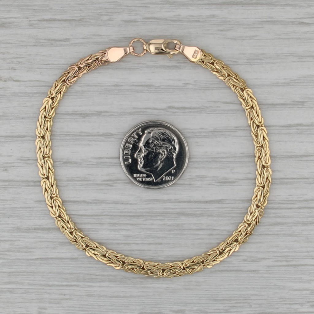 7" 4mm Byzantine Bracelet 14k Yellow Gold Italian
