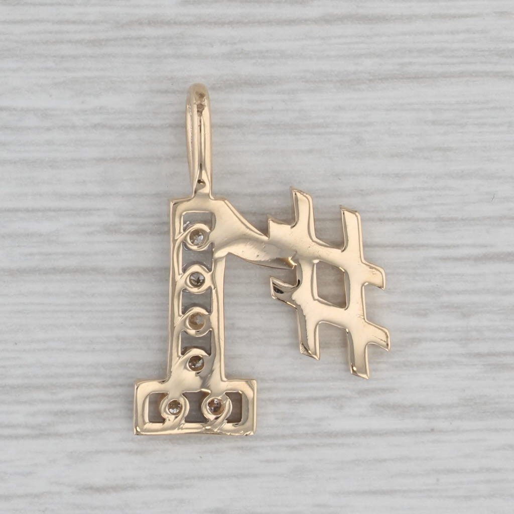 Gray Diamond Number 1 Pendant 14k Yellow Gold Sports Keepsake #1