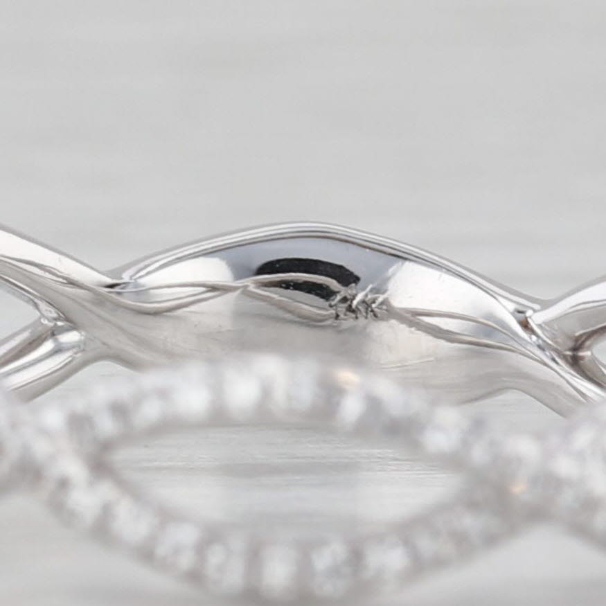 Gray 0.13ctw Diamond Woven Band 14k White Gold Size 6.25-6.5 Stackable Wedding Ring