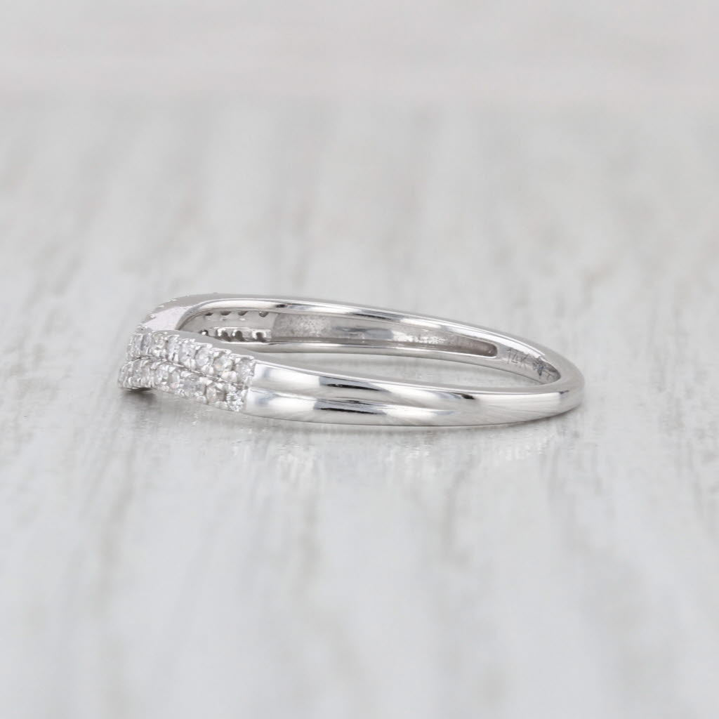 0.20ctw Contoured Diamond Ring Guard Wedding Band 14k White Gold Size 7