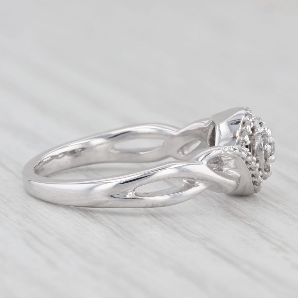 Light Gray Round Diamond Halo Engagement Ring 10k White Gold Size 5.75