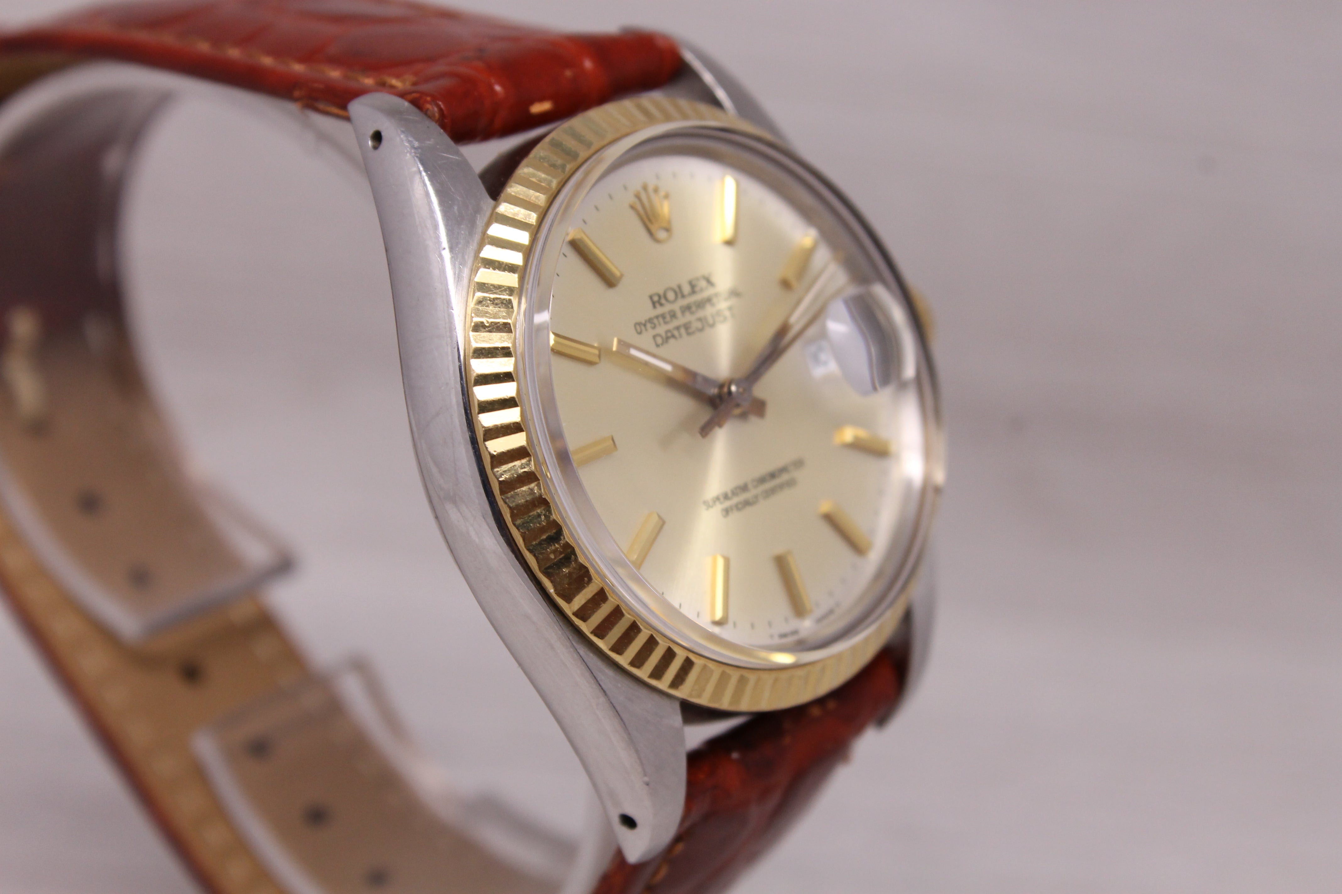 Vintage 1987 Rolex Datejust 16013 Mens 36mm 18k Steel Automatic Watch w Box