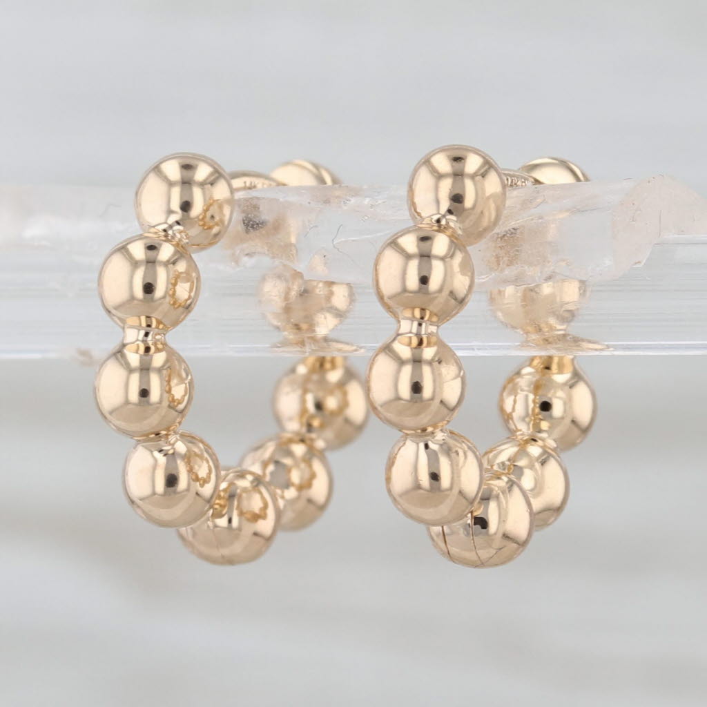 Huggie Hoop Earrings 14k Yellow Gold Hinged Snap Top Round Hoops