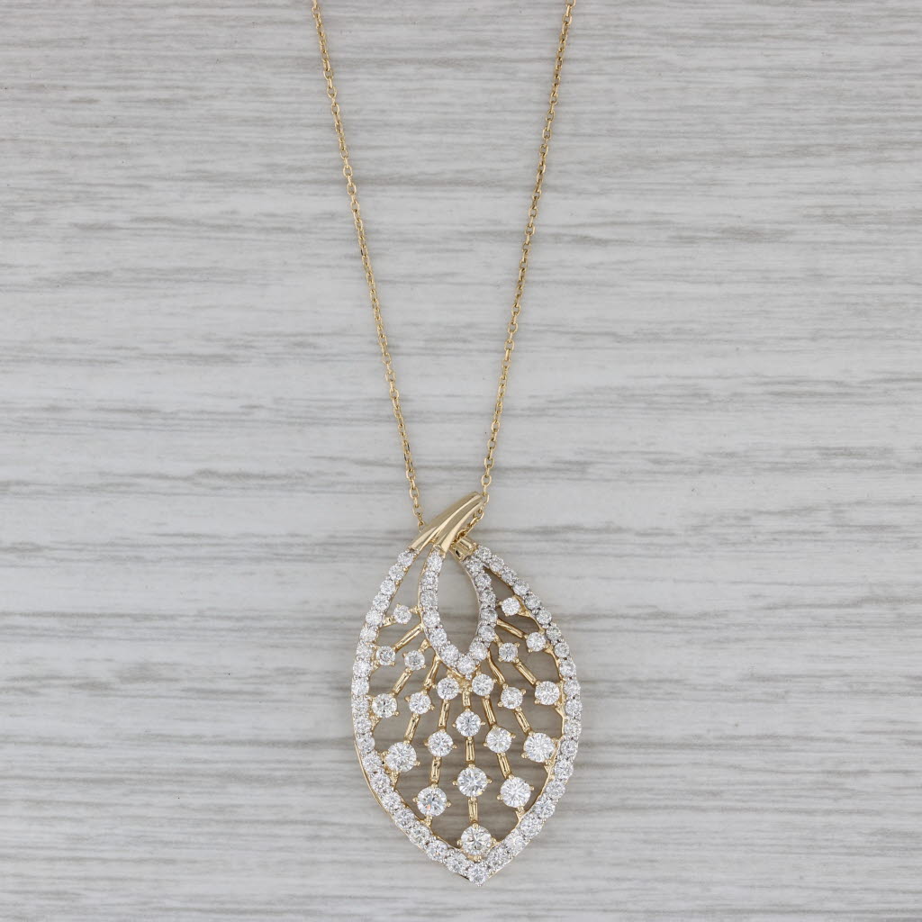 Gray 2.04ctw Diamond Spray Pendant 14k Yellow Gold 18" Cable Chain