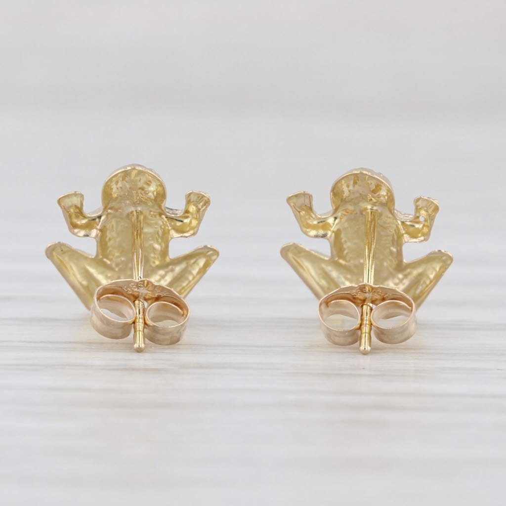 Frog Stud Earrings 14k Yellow Gold Studs