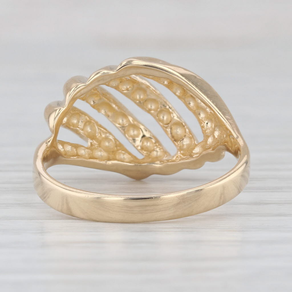 Scalloped Openwork Croissant Ring 14k Yellow Gold Size 9.25