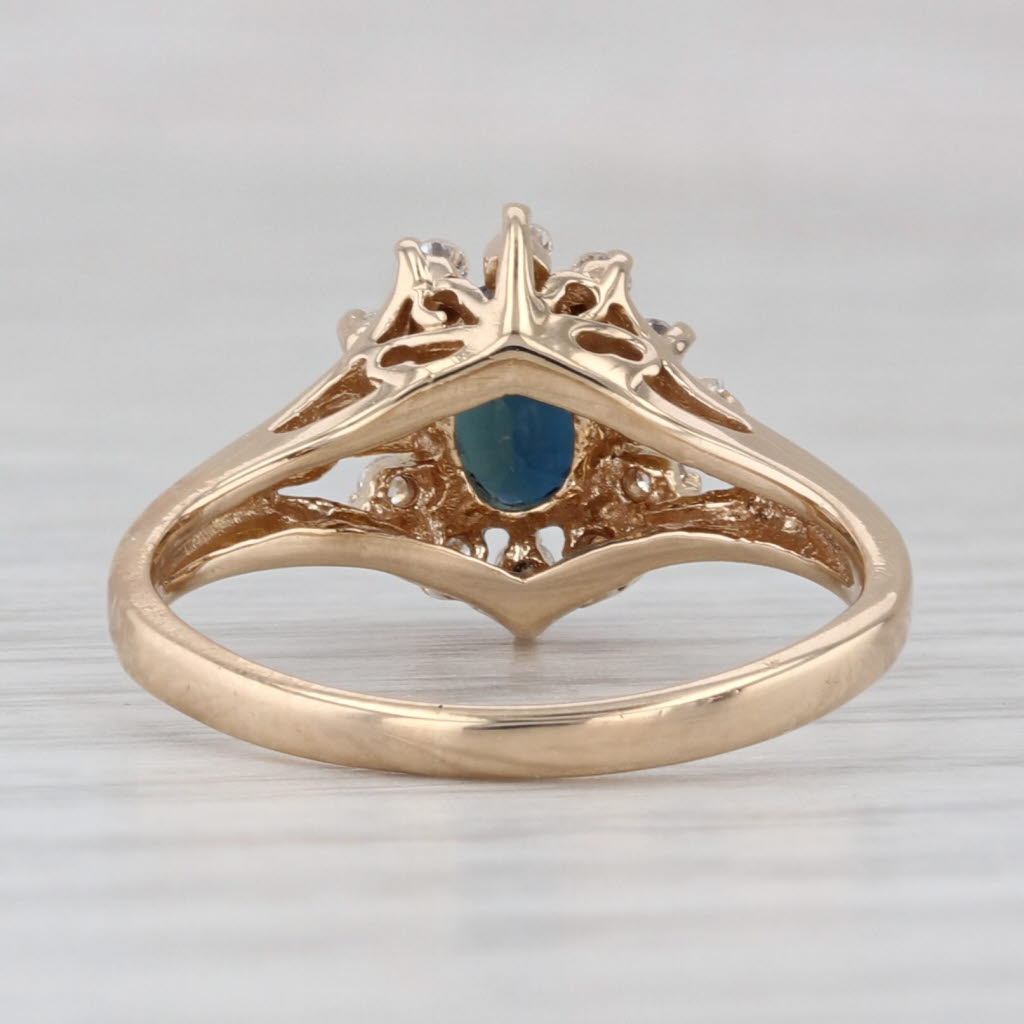 Light Gray 1.20ctw Oval Blue Sapphire Diamond Halo Ring 14k Yellow Gold Size 5.25