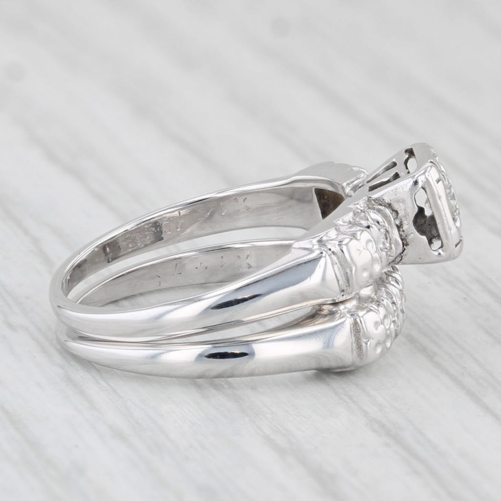 Light Gray 0.14ctw Diamond Engagement Ring Wedding Band Bridal Set 14k Gold Size 4