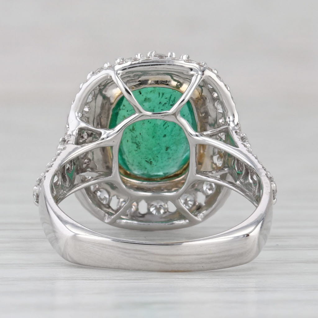 Gray 3.27ctw Emerald Diamond Halo Ring 18k White Gold Size 6.5 GIA Engagement