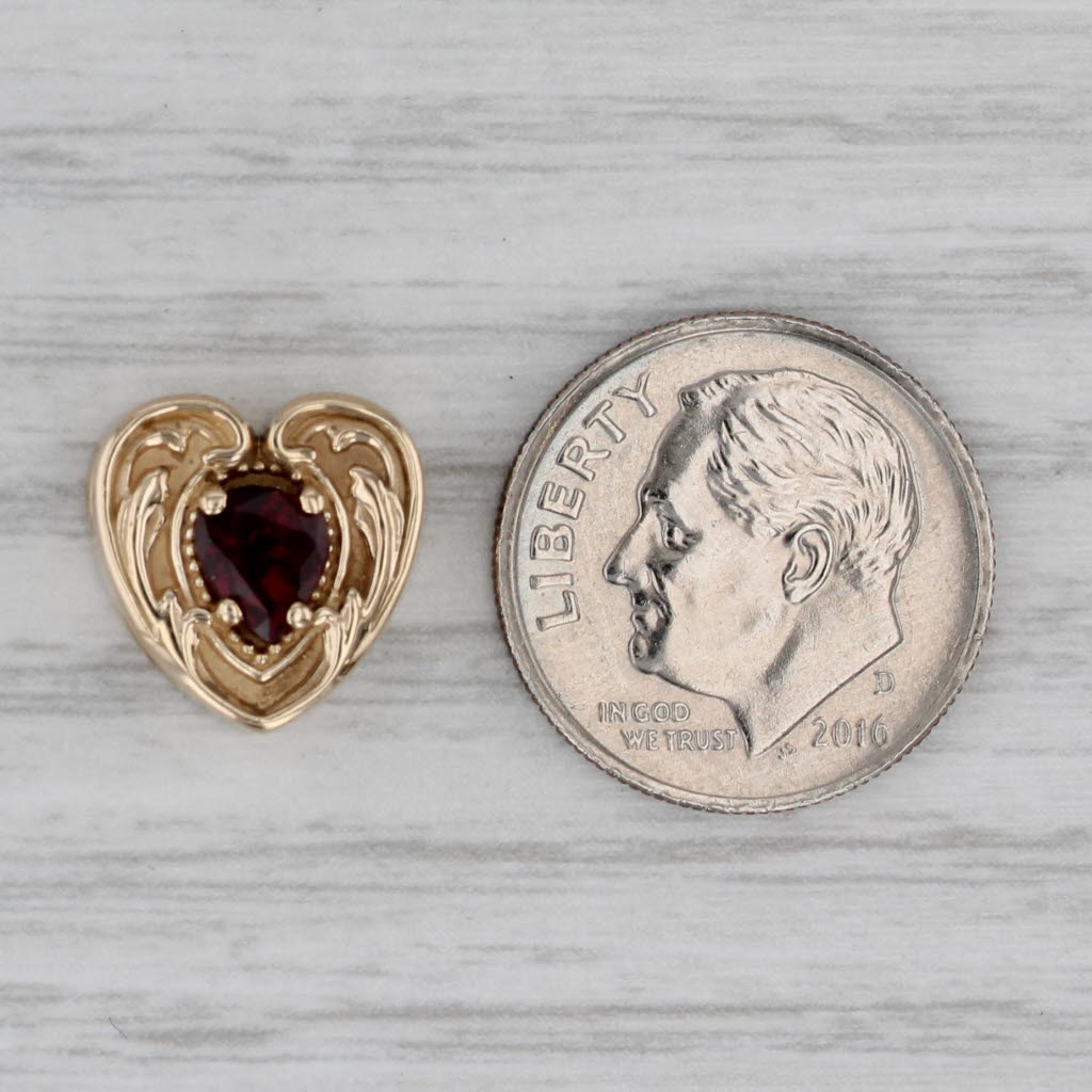 Gray 0.30ct Garnet Heart Slide Bracelet Charm 14k Yellow Gold Pear Solitaire