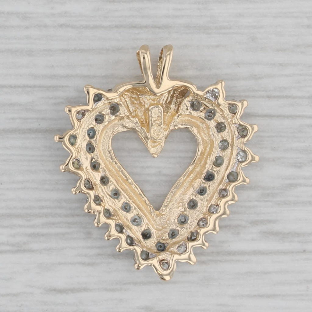 Gray 0.20ctw Diamond Open Heart Pendant 10k Yellow Gold