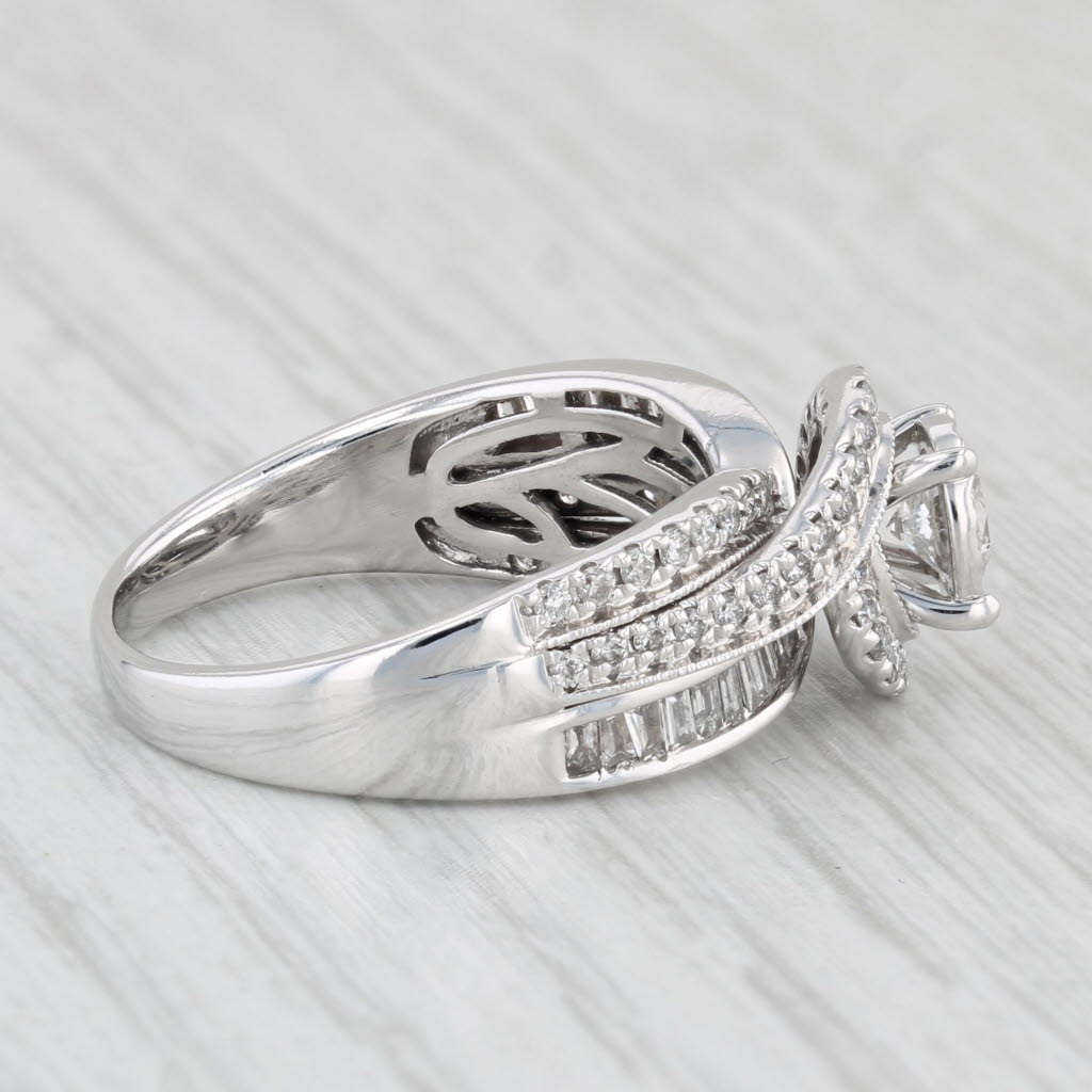 Light Gray 0.88ctw Round Diamond Engagement Ring 14k White Gold Size 8.25