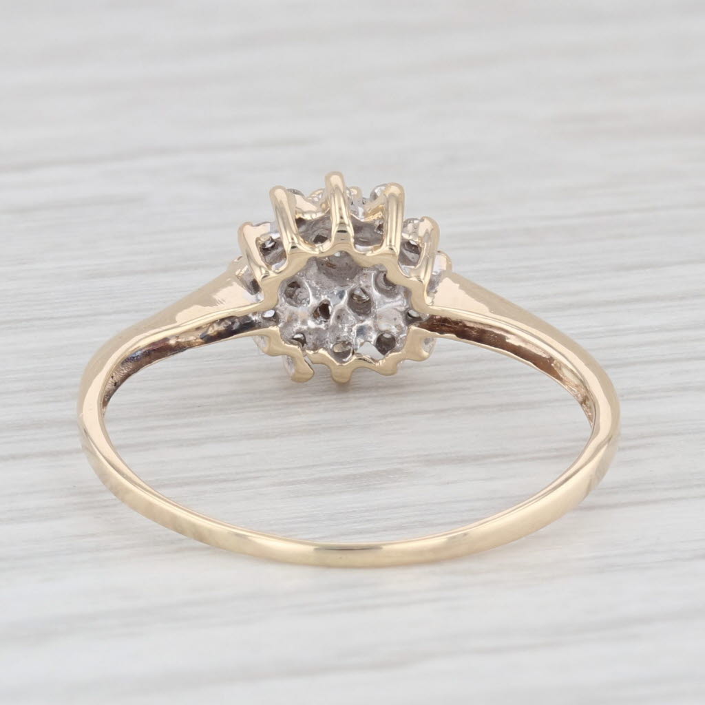 Light Gray 0.18ctw Round Diamond Cluster Engagement Ring 10k Yellow Gold Size 8.25
