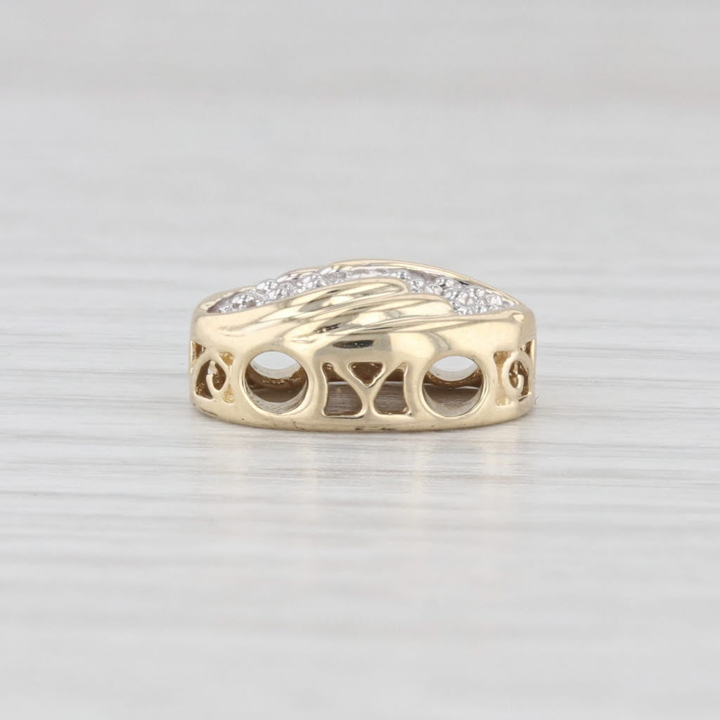 Light Gray OMG Diamond Slide Bracelet Charm 14k Yellow Gold Vintage